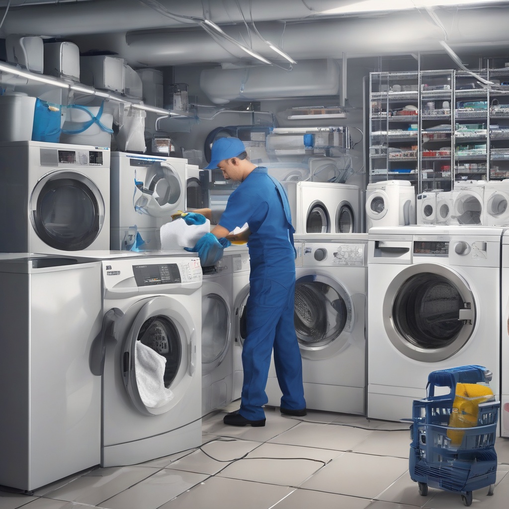 Técnico reparando lavadora